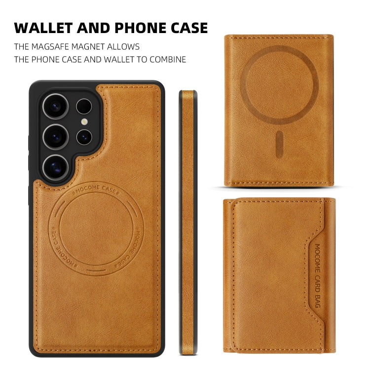 For Samsung Galaxy S25+ 5G Shield Multi-functional MagSafe Card Bag Phone Case(Brown) - Galaxy S25+ 5G Cases by PMC Jewellery | Online Shopping South Africa | PMC Jewellery | Buy Now Pay Later Mobicred
