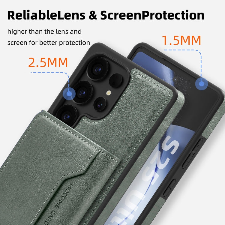 For Samsung Galaxy S25+ 5G Shield Multi-functional MagSafe Card Bag Phone Case(Green) - Galaxy S25+ 5G Cases by PMC Jewellery | Online Shopping South Africa | PMC Jewellery | Buy Now Pay Later Mobicred