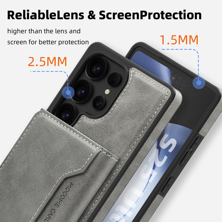 For Samsung Galaxy S25+ 5G Shield Multi-functional MagSafe Card Bag Phone Case(Grey) - Galaxy S25+ 5G Cases by PMC Jewellery | Online Shopping South Africa | PMC Jewellery | Buy Now Pay Later Mobicred