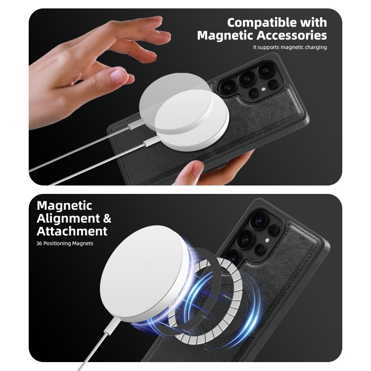 For Samsung Galaxy S25 Ultra 5G Shield Multi-functional MagSafe Card Bag Phone Case(Black) - free shipping - PMC Jewellery - Order now!