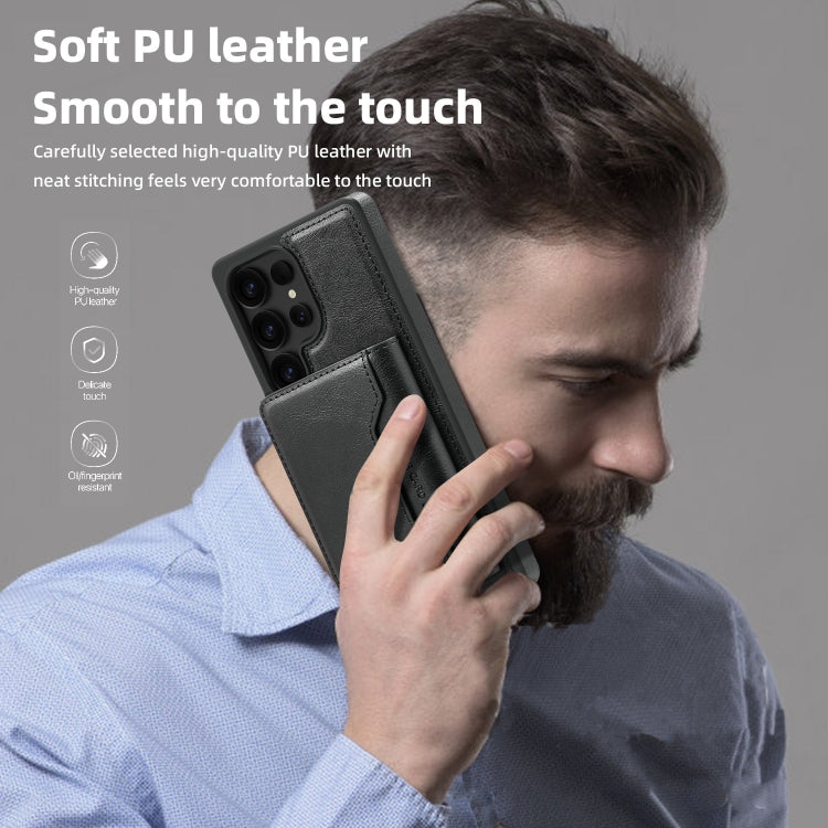 For Samsung Galaxy S25 Ultra 5G Shield Multi-functional MagSafe Card Bag Phone Case(Black) - free shipping - PMC Jewellery - Order now!