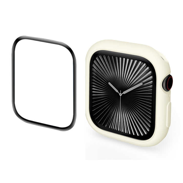 For Apple Watch Series 10 46mm ENKAY Hat-Prince 2 in 1 Candy Color TPU Watch Case with Full Coverage PMMA Soft Film(Beige) - free shipping - PMc TechLife - Order now!