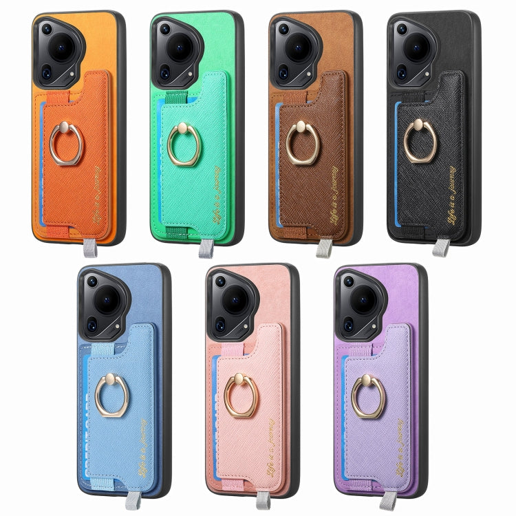 For Huawei Pura 70 Ultra Retro Magsafe Cross Leather Ring Holder Card Bag Phone Case(Green) - free shipping - PMC Jewellery - Order now!