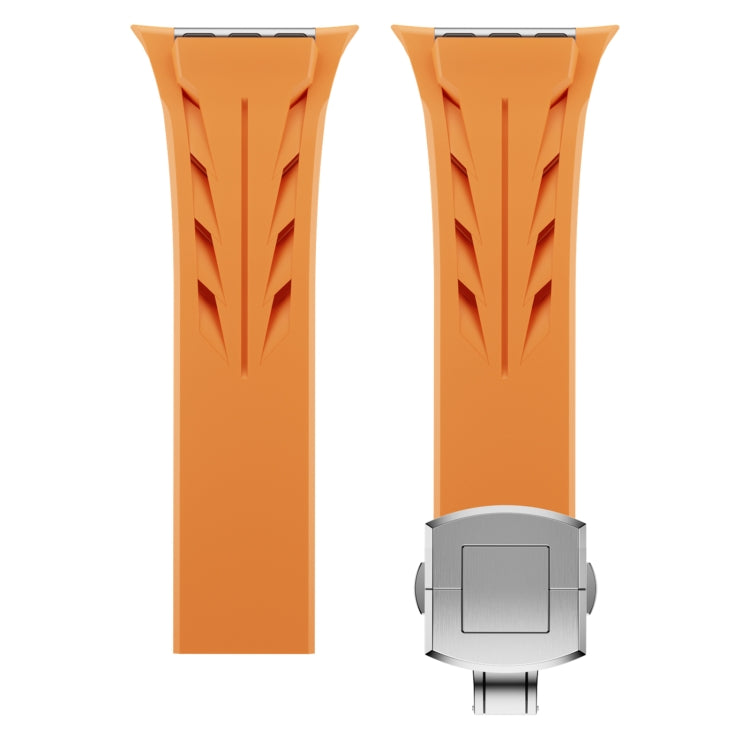 For Apple Watch 44mm / 45mm / 46mm / 49mm Tailor Stainless Steel Silver Butterfly Buckle Silicone Watch Band(White) - free shipping - PMC TechLife - Order now!