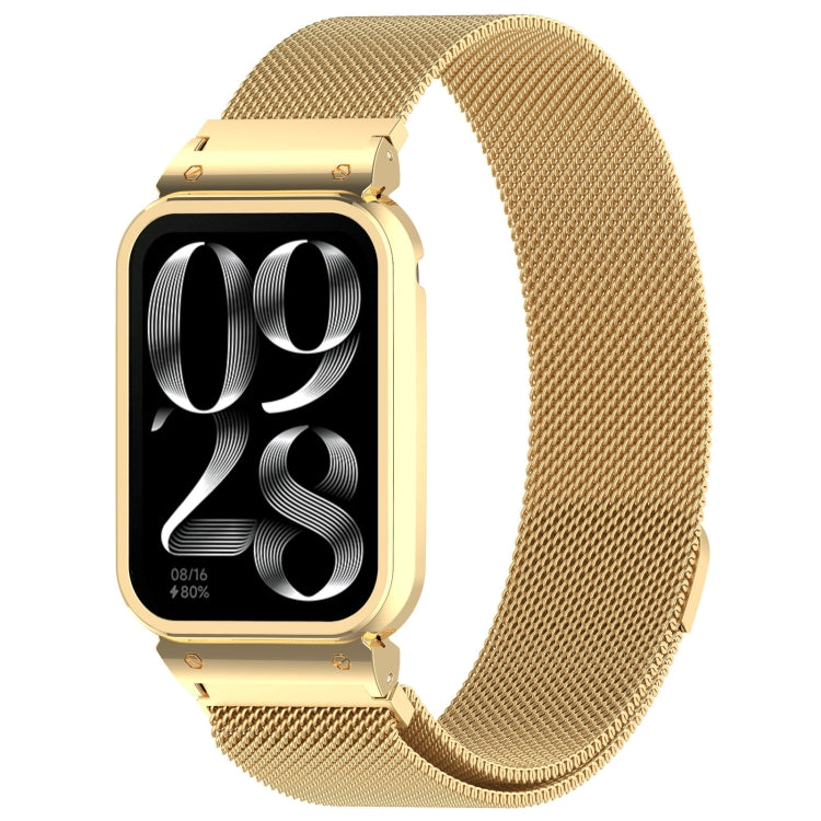 For Xiaomi Smart Band 9 Pro Metal Frame Integrated Milan Magnetic Stainless Steel Watch Band(Gold) - free shipping - PMC TechLife - Order now!