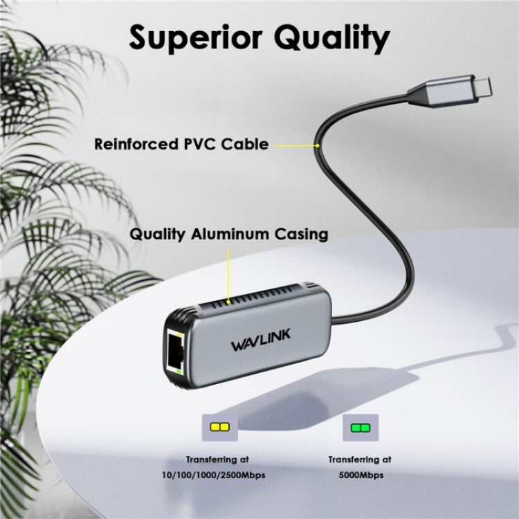 WAVLINK NWU340G 5Gbps Wired Network Converter USB-C to RJ45 Gigabit Ethernet Adapter - free shipping - PMC TechLife - Order now!