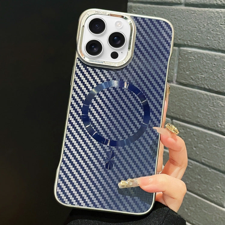 For iPhone 14 Pro Max AG Carbon Fiber Frameless MagSafe Phone Case(Blue) - iPhone 14 Pro Max Cases by PMc TechLife | Online Shopping South Africa | PMc TechLife | Buy Now Pay Later Mobicred