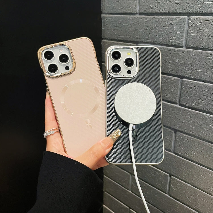 For iPhone 15 AG Carbon Fiber Frameless MagSafe Phone Case(Pink) - iPhone 15 Cases by PMc TechLife | Online Shopping South Africa | PMc TechLife | Buy Now Pay Later Mobicred