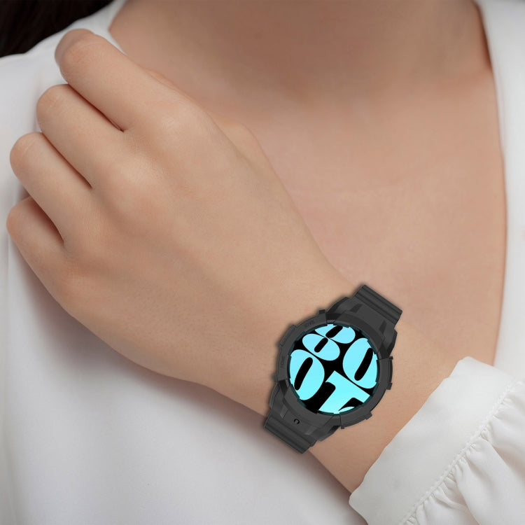 For Samsung Galaxy Watch 7 44mm Armor Silicone Watch Band with Watch Case Set(Black) - Watch Bands by PMC Jewellery | Online Shopping South Africa | PMC Jewellery | Buy Now Pay Later Mobicred