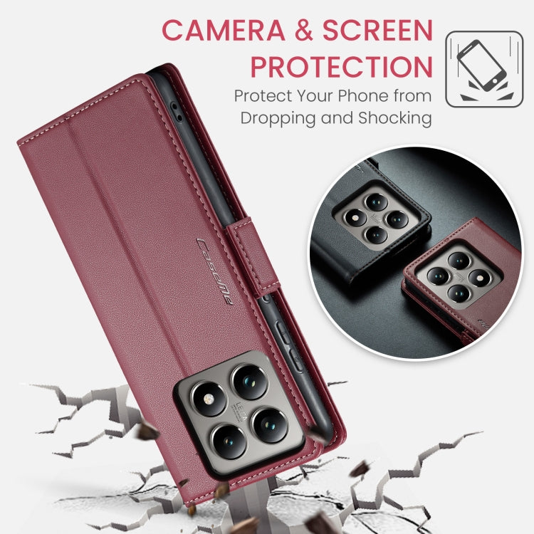 For Xiaomi 14T Pro CaseMe 023 Butterfly Buckle Litchi Texture RFID Anti-theft Leather Phone Case(Red) - free shipping - PMC Jewellery - Order now!