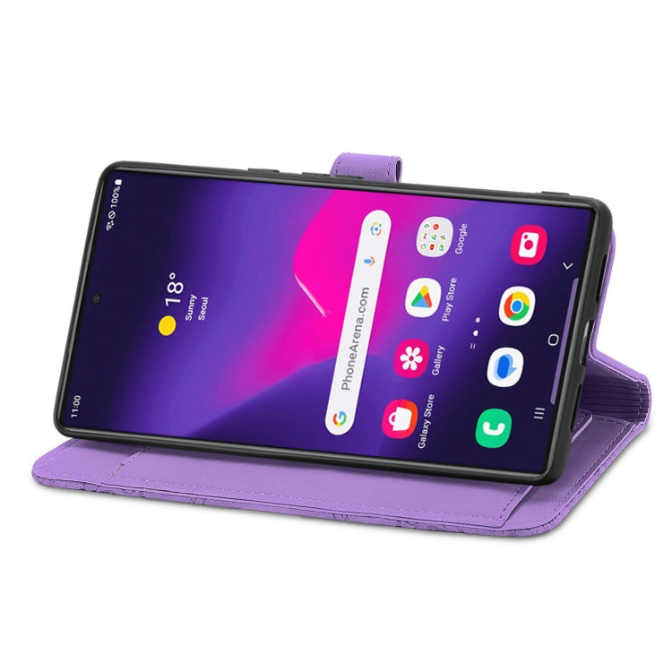 For Samsung Galaxy S25 Ultra 5G Embossed Flower Zipper Leather Phone Case(Purple) - Galaxy S25 Ultra 5G Cases by PMC TechLife | Online Shopping South Africa | PMC TechLife | Buy Now Pay Later Mobicred