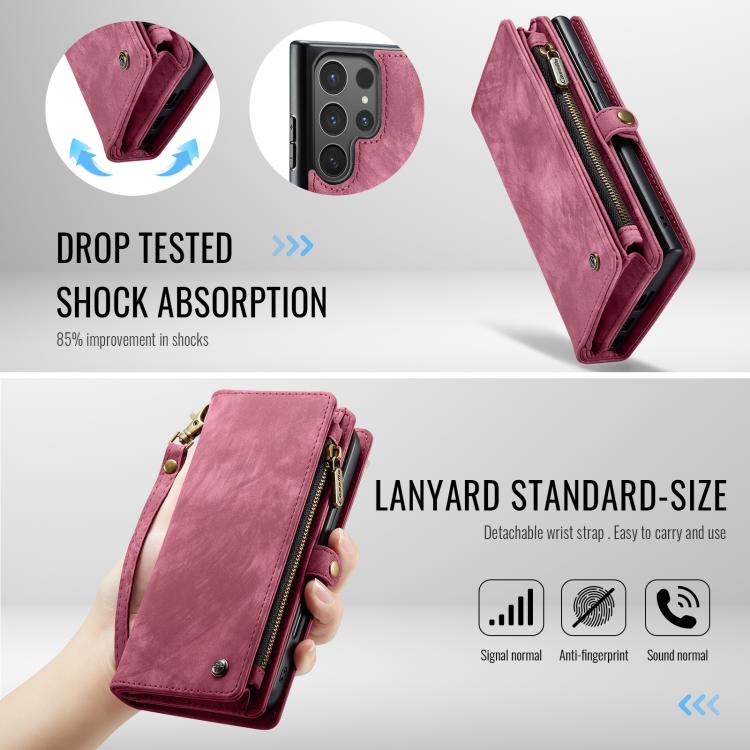 For Samsung Galaxy S25 Ultra 5G CaseMe 008 Detachable Multifunctional Leather Phone Case(Wine Red) - free shipping - PMC Jewellery - Order now!