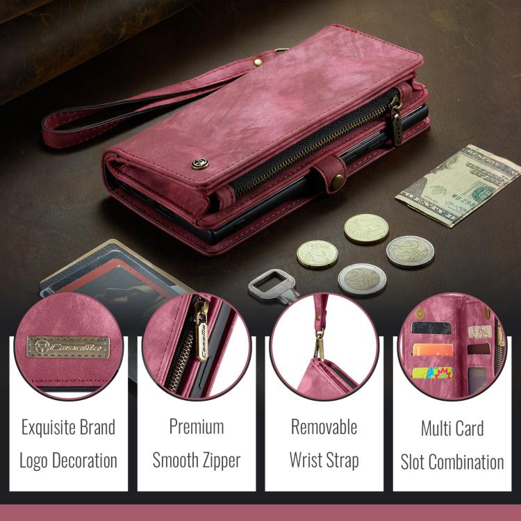 For Samsung Galaxy S25+ 5G CaseMe 008 Detachable Multifunctional Leather Phone Case(Wine Red) - Galaxy S25+ 5G Cases by CaseMe | Online Shopping South Africa | PMC TechLife | Buy Now Pay Later Mobicred