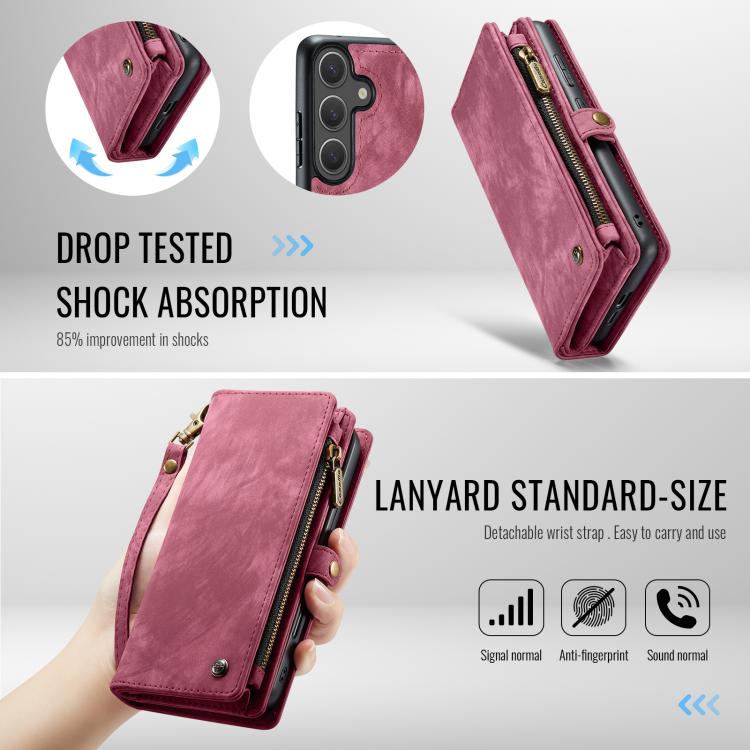For Samsung Galaxy S25+ 5G CaseMe 008 Detachable Multifunctional Leather Phone Case(Wine Red) - Galaxy S25+ 5G Cases by CaseMe | Online Shopping South Africa | PMC TechLife | Buy Now Pay Later Mobicred