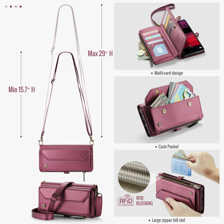 For Samsung Galaxy A16 5G CaseMe C36 Card Slots Zipper Wallet RFID Anti-theft Leather Phone Case(Red) - free shipping - PMC Jewellery - Order now!