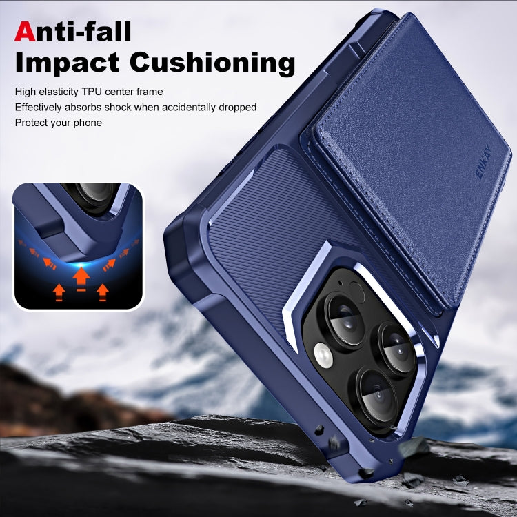 For iPhone 16 Pro ENKAY Hat-Prince Card Slot Wallet TPU Back Leather Phone Case with Lens Film(Black) - free shipping - PMC Jewellery - Order now!