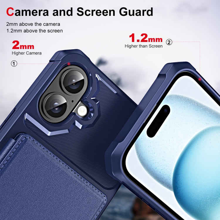 For iPhone 16 ENKAY Hat-Prince Card Slot Wallet TPU Back Leather Phone Case with Lens Film(Purple) - free shipping - PMC Jewellery - Order now!