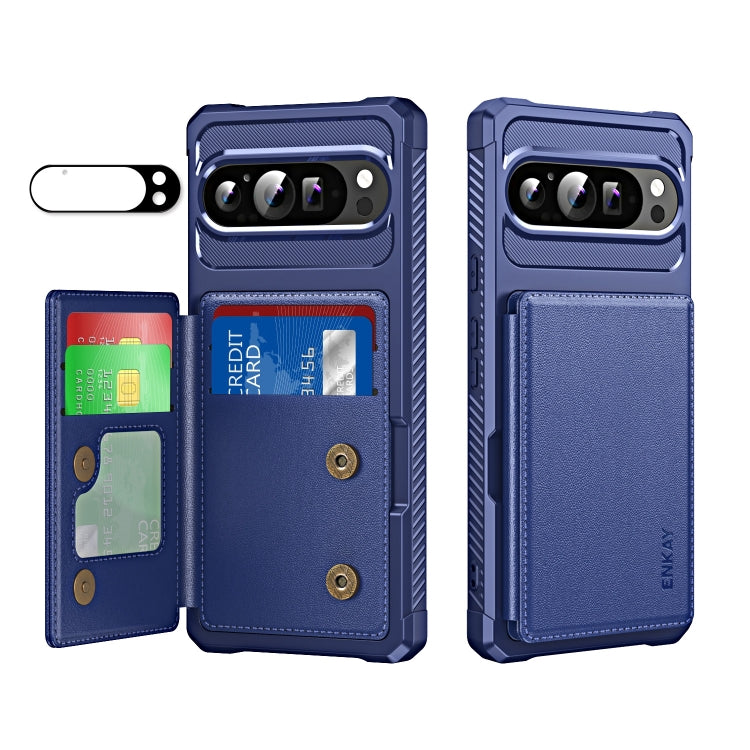 For Google Pixel 9 Pro XL ENKAY Hat-Prince Card Slot Wallet TPU Back Leather Phone Case with Lens Film(Dark Blue) - free shipping - PMC TechLife - Order now!