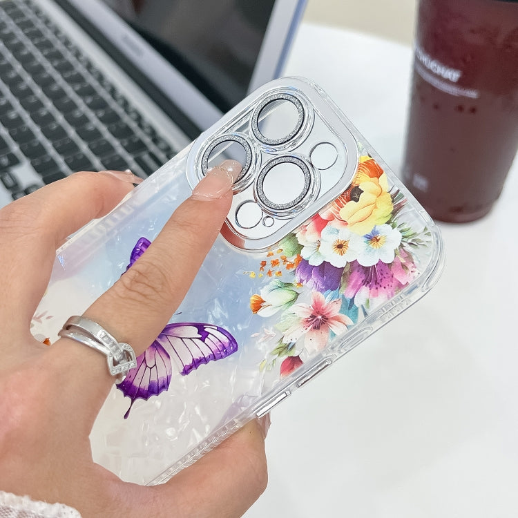 For iPhone 16e Plating Texture Butterfly TPU Phone Case with Glitter Lens Film(Silver Butterflies HU6) - free shipping - PMC TechLife - Order now!