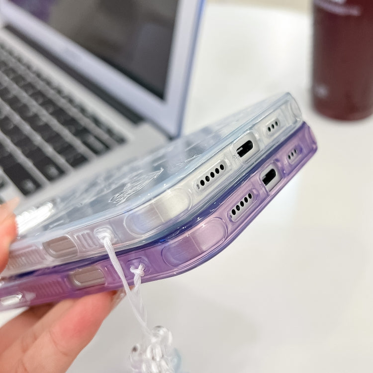 For iPhone 16e Plating Texture Butterfly Wristband TPU Phone Case with Glitter Lens Film(Purple Butterflies HU4) - iPhone 16e Cases by PMC TechLife | Online Shopping South Africa | PMC TechLife | Buy Now Pay Later Mobicred