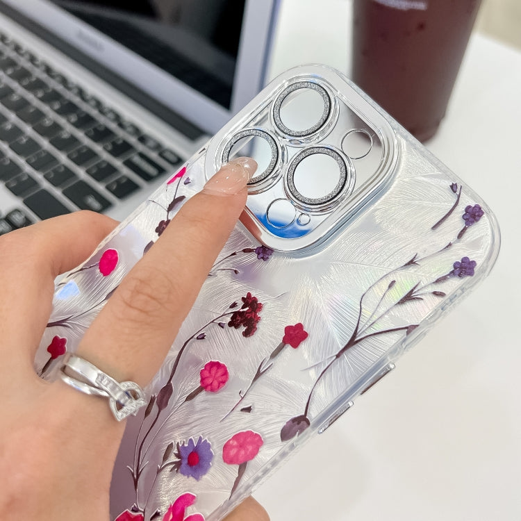 For iPhone 16e Electroplating Flowers Plants Texture TPU Phone Case(Colorful Peony FL10) - free shipping - PMC TechLife - Order now!