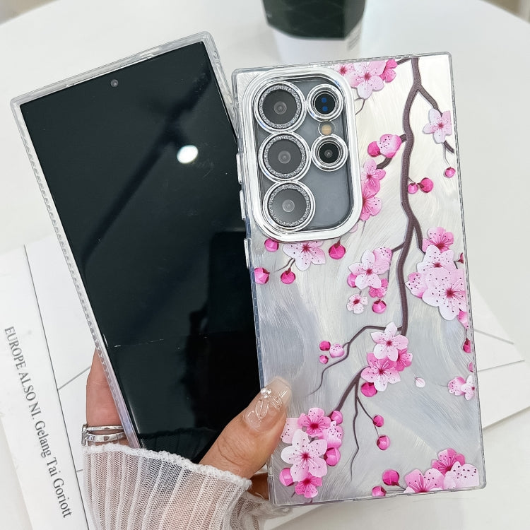 For Samsung Galaxy S25+ 5G Electroplating Flowers Plants Texture TPU Phone Case(Sakura FL12) - Galaxy S25+ 5G Cases by PMC Jewellery | Online Shopping South Africa | PMC Jewellery | Buy Now Pay Later Mobicred