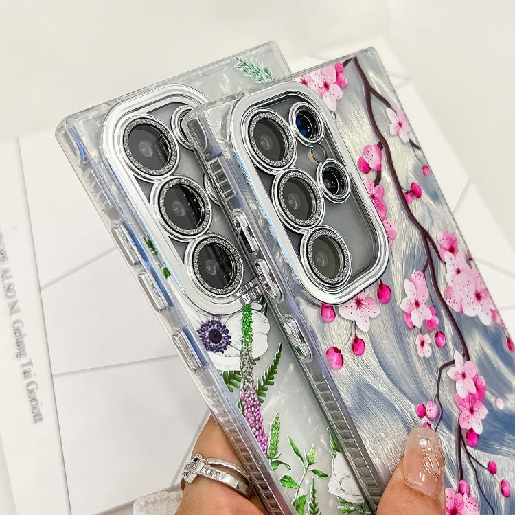 For Samsung Galaxy S25+ 5G Electroplating Flowers Plants Texture TPU Phone Case(Pale Purple Flower FL11) - Galaxy S25+ 5G Cases by PMC Jewellery | Online Shopping South Africa | PMC Jewellery | Buy Now Pay Later Mobicred