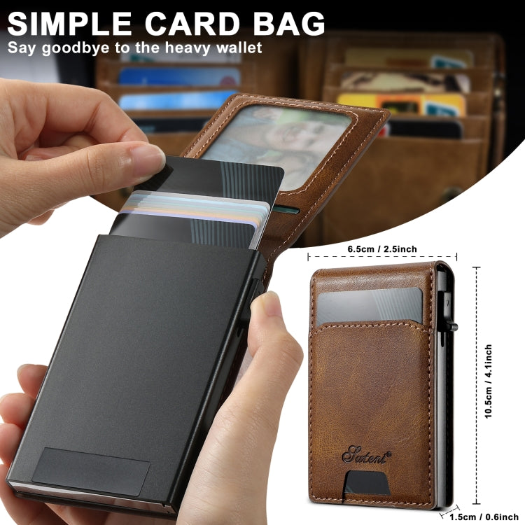 For iPhone 16 Pro Max Suteni H19 Oil Wax 2-in-1 MagSafe Removable Card Box Back Phone Case(Brown) - free shipping - PMC Jewellery - Order now!