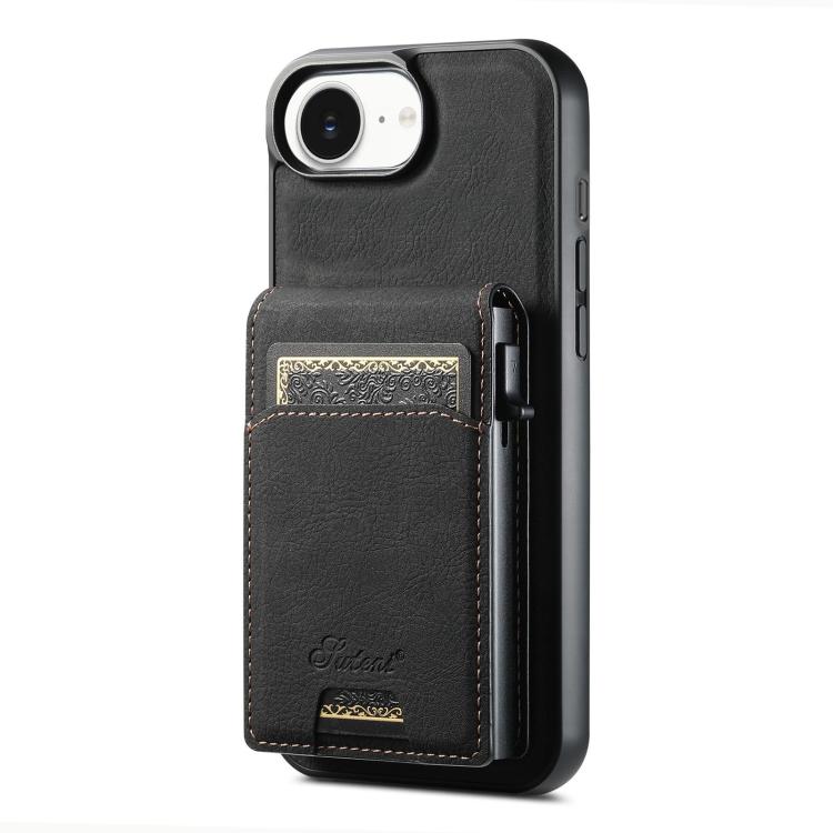 For iPhone 16e Suteni H19 Litchi Grain 2-in-1 MagSafe Removable Card Box Back Phone Case(Black) - free shipping - PMC TechLife - Order now!