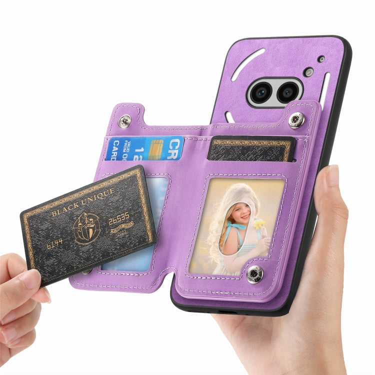 For Nothing Phone 2a Retro MagSafe Zipper Wallet Card Bag Back Phone Case(Purple) - More Brand by PMC TechLife | Online Shopping South Africa | PMC TechLife | Buy Now Pay Later Mobicred