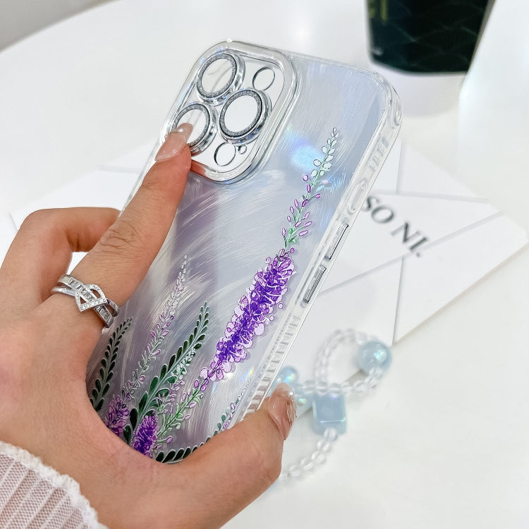 For iPhone 16e Electroplating Flowers Plants Texture Wristband TPU Phone Case(Green Plants FL5) - iPhone 16e Cases by PMC TechLife | Online Shopping South Africa | PMC TechLife | Buy Now Pay Later Mobicred