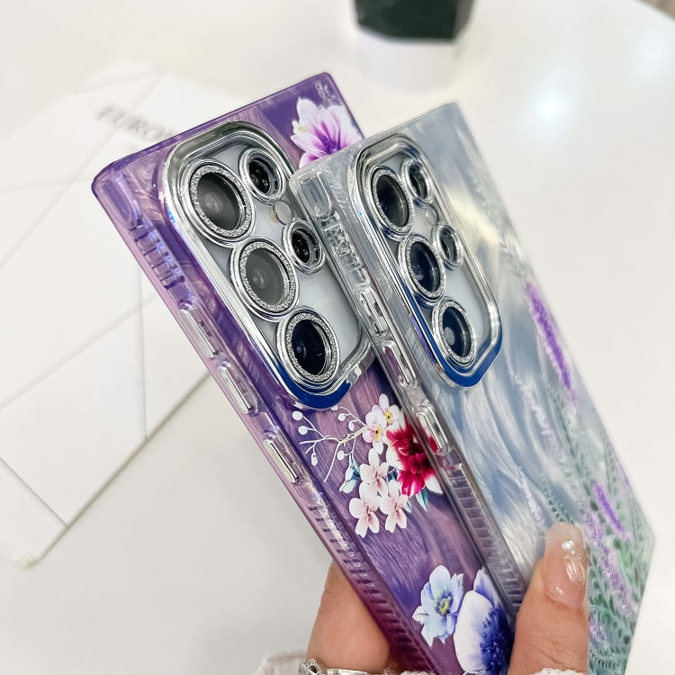 For Samsung Galaxy S25+ 5G Electroplating Flowers Plants Texture Wristband TPU Phone Case(Peony FL14) - free shipping - PMC Jewellery - Order now!