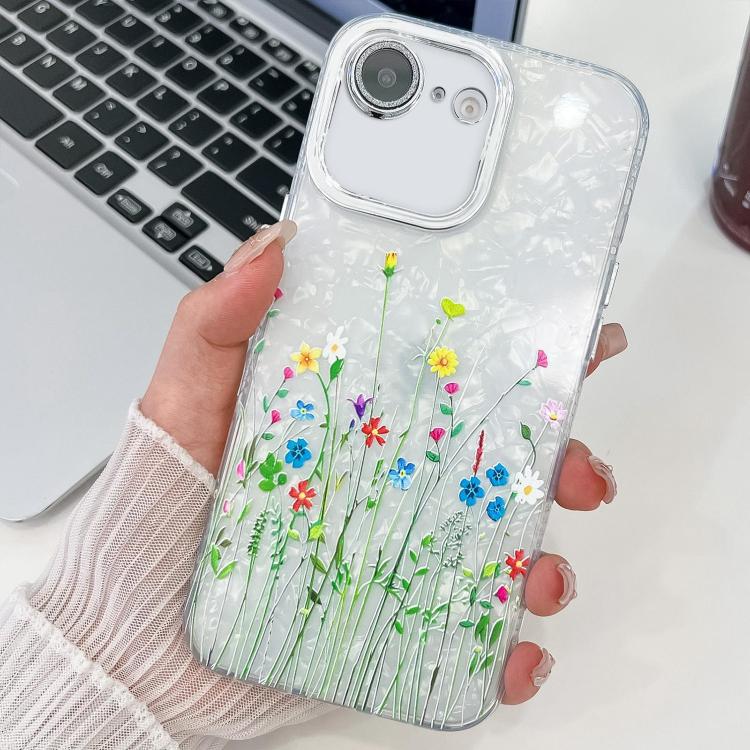 For iPhone 16e Electroplating Flower Texture TPU Phone Case(Little Wildflower SH3) - iPhone 16e Cases by PMC TechLife | Online Shopping South Africa | PMC TechLife | Buy Now Pay Later Mobicred