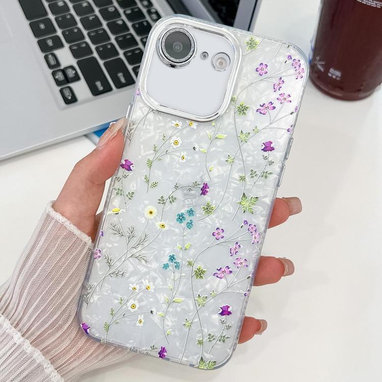 For iPhone 16e Electroplating Flower Texture TPU Phone Case(Wild Chrysanthemum SH5) - iPhone 16e Cases by PMC TechLife | Online Shopping South Africa | PMC TechLife | Buy Now Pay Later Mobicred
