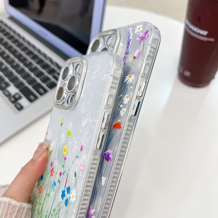 For iPhone 16e Electroplating Flower Texture Wristband TPU Phone Case(Yellow Wildflower SH6) - iPhone 16e Cases by PMC TechLife | Online Shopping South Africa | PMC TechLife | Buy Now Pay Later Mobicred