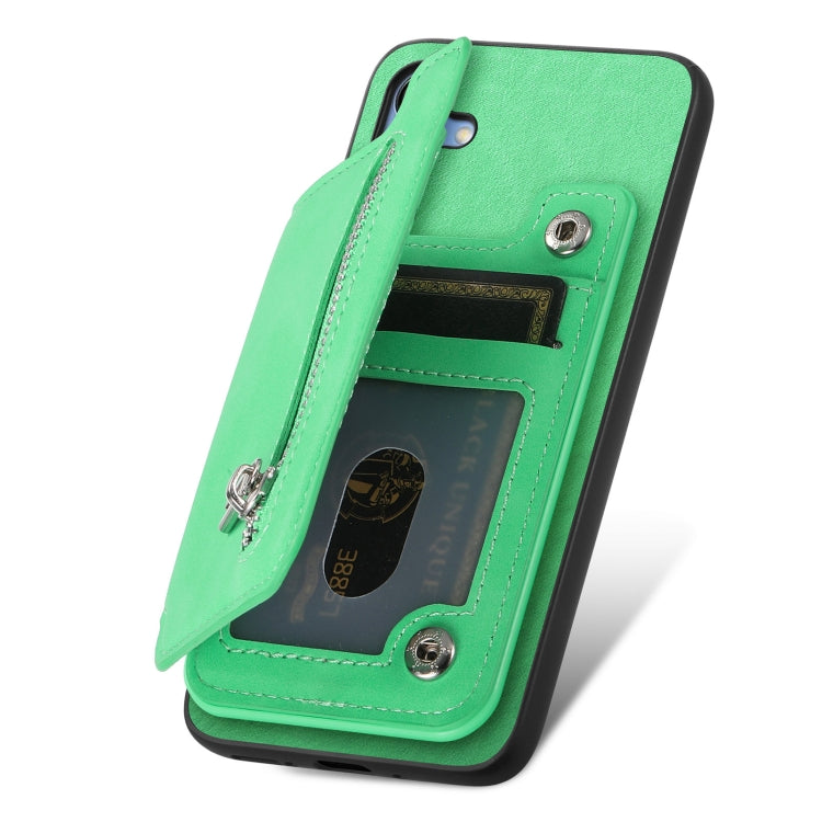 For Samsung Galaxy S25 5G Retro MagSafe Zipper Wallet Card Bag Back Phone Case(Green) - Galaxy S25 5G Cases by PMC Jewellery | Online Shopping South Africa | PMC Jewellery | Buy Now Pay Later Mobicred