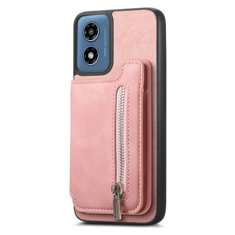 For Motorola Moto G 5G 2024 Retro MagSafe Zipper Wallet Card Bag Back Phone Case(Pink) - Motorola Cases by PMC TechLife | Online Shopping South Africa | PMC TechLife | Buy Now Pay Later Mobicred