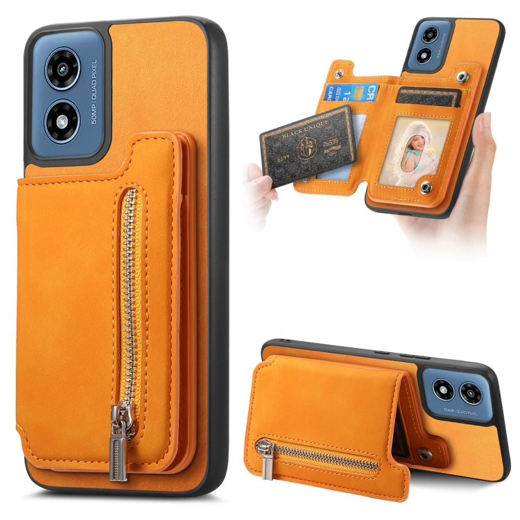 For Motorola Moto G Stylus 5G 2024 Retro MagSafe Zipper Wallet Card Bag Back Phone Case(Yellow) - Motorola Cases by PMC TechLife | Online Shopping South Africa | PMC TechLife | Buy Now Pay Later Mobicred