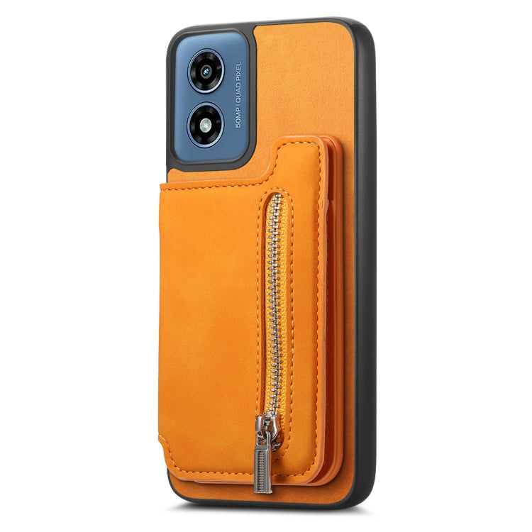 For Motorola Moto G Stylus 5G 2024 Retro MagSafe Zipper Wallet Card Bag Back Phone Case(Yellow) - Motorola Cases by PMC TechLife | Online Shopping South Africa | PMC TechLife | Buy Now Pay Later Mobicred