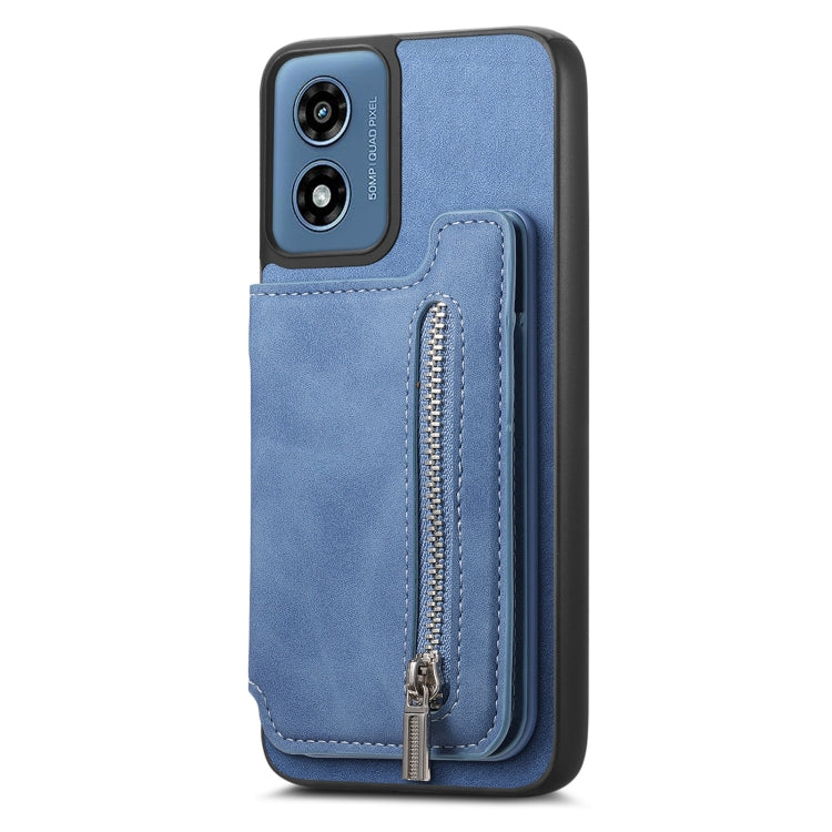 For Motorola Moto G Stylus 5G 2024 Retro MagSafe Zipper Wallet Card Bag Back Phone Case(Blue) - Motorola Cases by PMC TechLife | Online Shopping South Africa | PMC TechLife | Buy Now Pay Later Mobicred