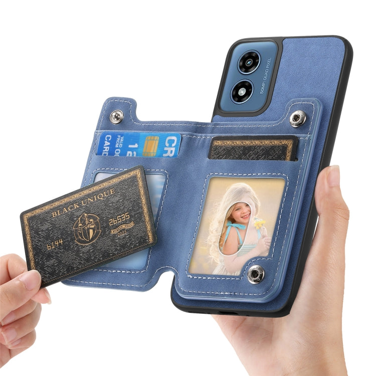 For Motorola Moto G Stylus 5G 2024 Retro MagSafe Zipper Wallet Card Bag Back Phone Case(Blue) - Motorola Cases by PMC TechLife | Online Shopping South Africa | PMC TechLife | Buy Now Pay Later Mobicred