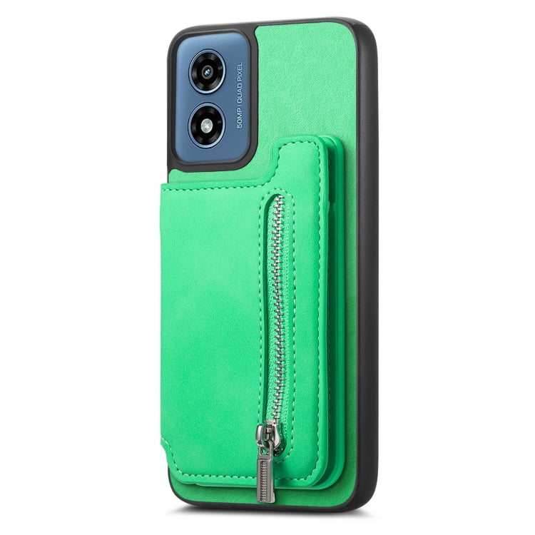 For Motorola Moto G Stylus 5G 2024 Retro MagSafe Zipper Wallet Card Bag Back Phone Case(Green) - Motorola Cases by PMC TechLife | Online Shopping South Africa | PMC TechLife | Buy Now Pay Later Mobicred