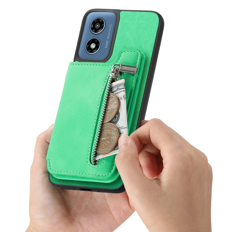 For Motorola Moto G Stylus 5G 2024 Retro MagSafe Zipper Wallet Card Bag Back Phone Case(Green) - Motorola Cases by PMC TechLife | Online Shopping South Africa | PMC TechLife | Buy Now Pay Later Mobicred