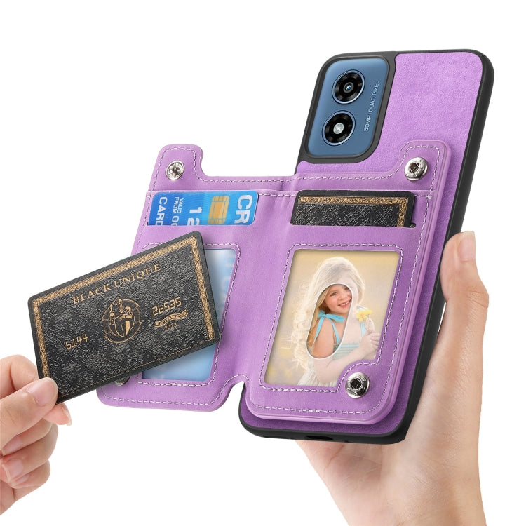 For Motorola Moto G Power 2024 5G Retro MagSafe Zipper Wallet Card Bag Back Phone Case(Purple) - Motorola Cases by PMC TechLife | Online Shopping South Africa | PMC TechLife | Buy Now Pay Later Mobicred