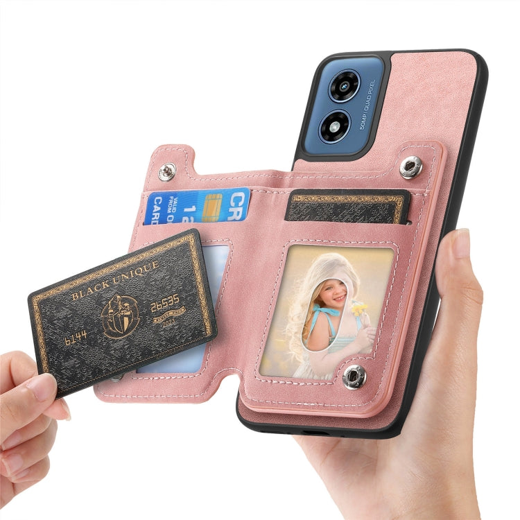For Motorola Moto G55 Retro MagSafe Zipper Wallet Card Bag Back Phone Case(Pink) - Motorola Cases by PMC TechLife | Online Shopping South Africa | PMC TechLife | Buy Now Pay Later Mobicred