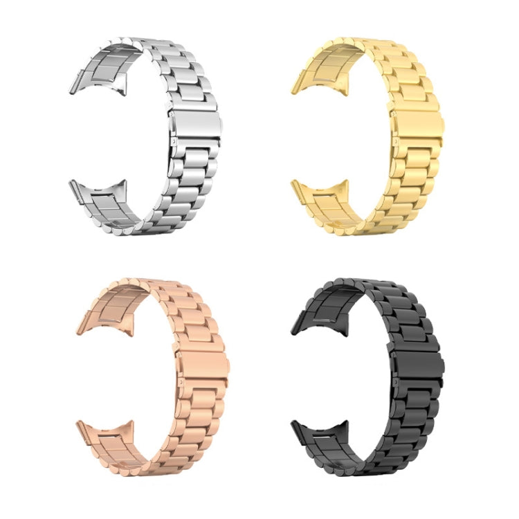 For Google Pixel Watch 3 45mm Three Beads Stainless Steel Folding Buckle Integrated Watch Band(Gold) - free shipping - PMC TechLife - Order now!