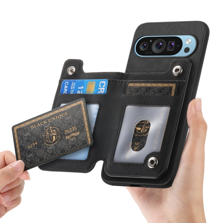 For Google Pixel 8 Retro MagSafe Zipper Wallet Card Bag Back Phone Case(Black) - Google Cases by PMC TechLife | Online Shopping South Africa | PMC TechLife | Buy Now Pay Later Mobicred