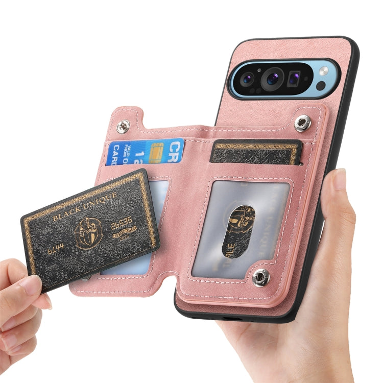 For Google Pixel 9 / 9 Pro Retro MagSafe Zipper Wallet Card Bag Back Phone Case(Pink) - free shipping - PMC TechLife - Order now!