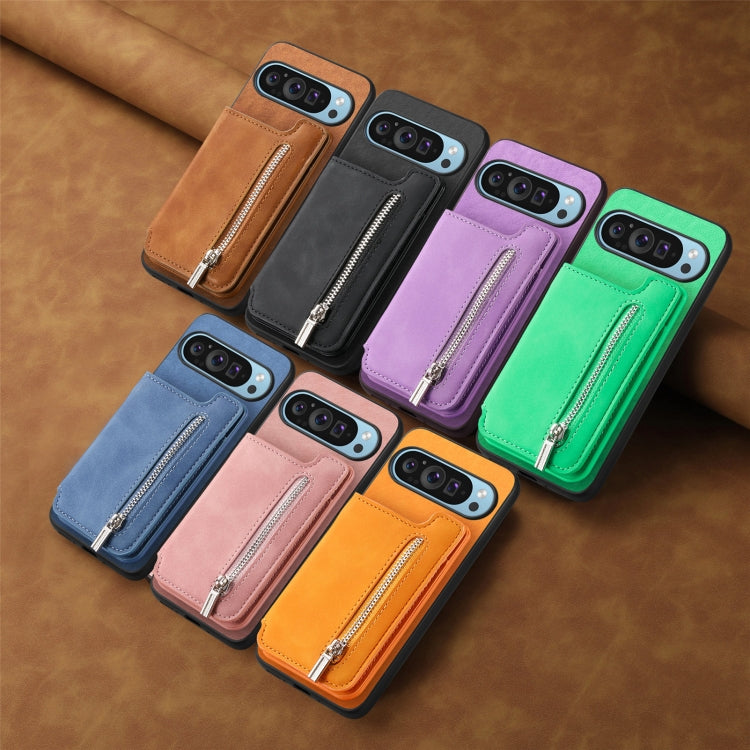 For Google Pixel 8 Retro MagSafe Zipper Wallet Card Bag Back Phone Case(Black) - Google Cases by PMC TechLife | Online Shopping South Africa | PMC TechLife | Buy Now Pay Later Mobicred