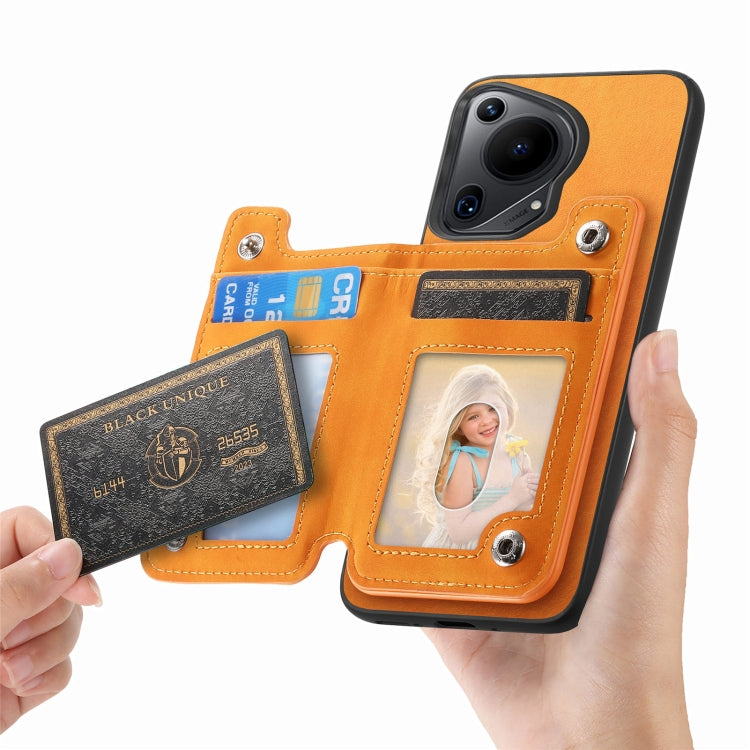 For Huawei Pura 70 Pro+ Retro MagSafe Zipper Wallet Card Bag Back Phone Case(Yellow) - Huawei Cases by PMC Jewellery | Online Shopping South Africa | PMC Jewellery | Buy Now Pay Later Mobicred
